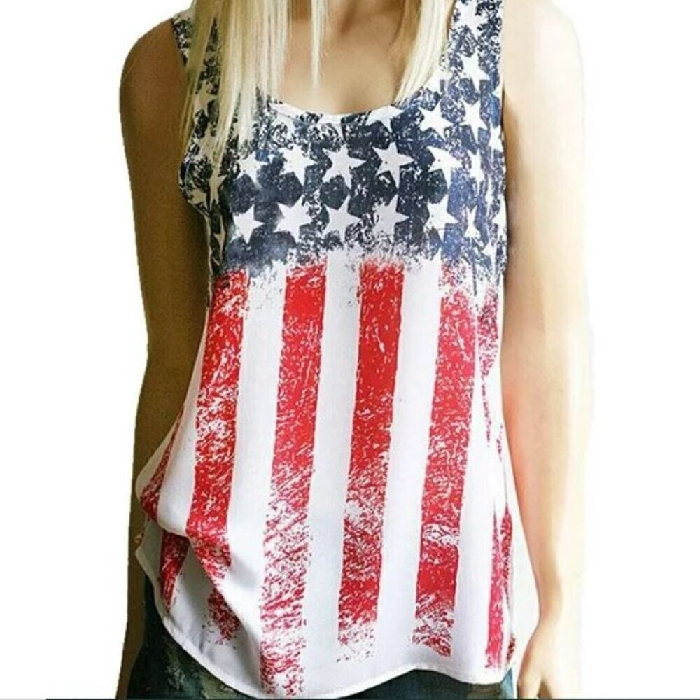 AMERICAN FLAG STAR AND STRIPES TANK TOP (Runs Smaller)